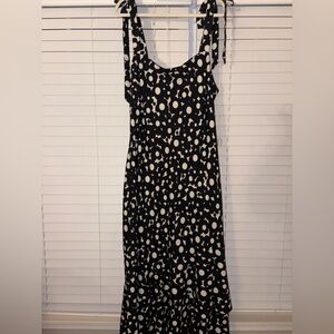 Anthropologie Hutch Black and Cream Patterned Midi Dress